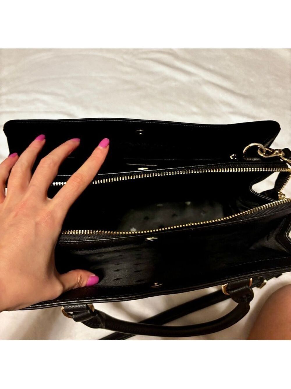 Kate Spade New York Mulberry Street Lise Black Leather Satchel Crossbody - Picture 10 of 15